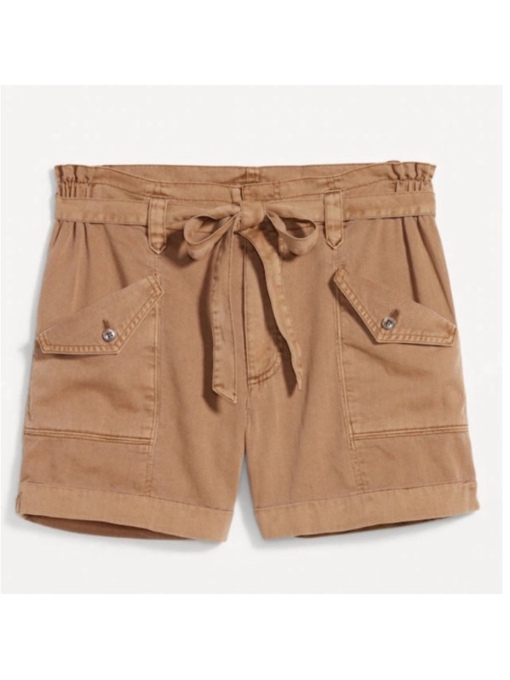 Old Navy Women Extra High-Waisted Tie Front Cargo Shorts Brown XL NWT 4”